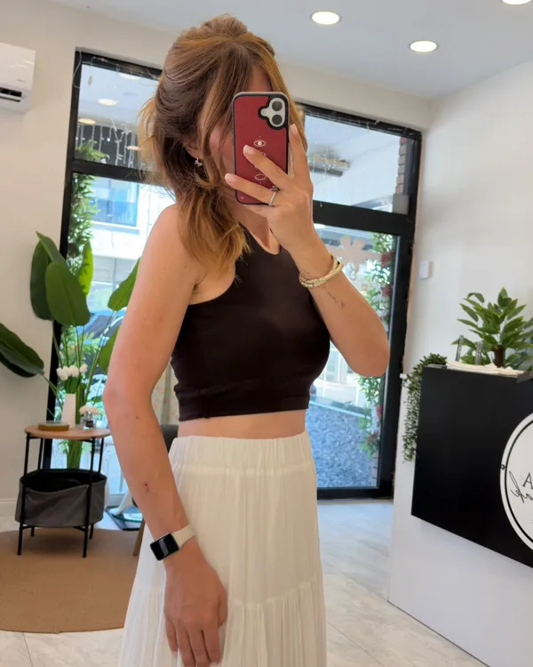 Ekru Kat Kat Piliseli Maxi Etek