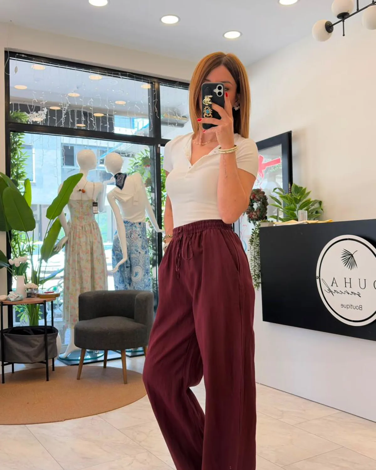 %100Keten, Beli Lastikli Bol Paça Pantolon