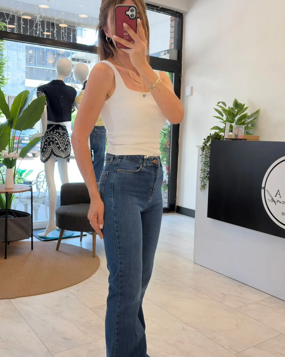 Mavi flare jean likralı