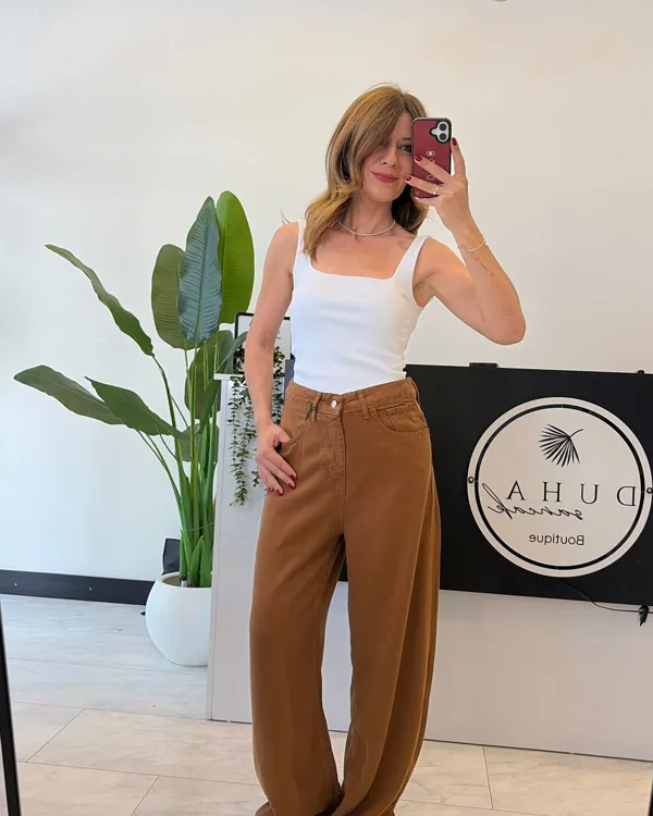 %100 Cotton Tencel Jean Kiremit Kahve (BİR BEDEN KÜÇÜK TERCİH EDİNİZ)