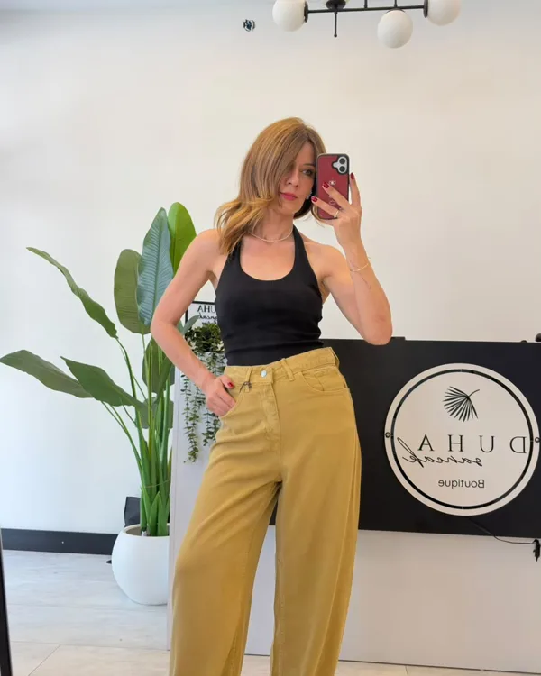 %100 Cotton Tencel Jean Olive (BİR BEDEN KÜÇÜK TERCİH EDİNİZ)