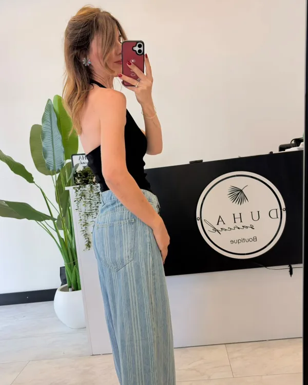 %100 Cotton Tencel Jean Çizgili (BİR BEDEN KÜÇÜK TERCİH EDİNİZ)