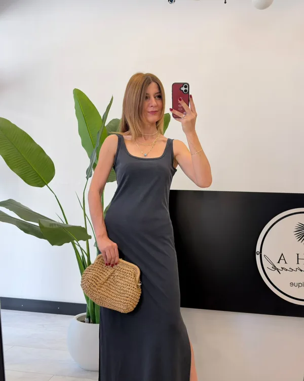 Askılı Modal Elbise Antrasit