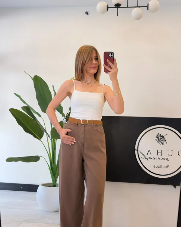 %100 Cotton Tencel Jean Kahverengi ( BİR BEDEN KÜÇÜK TERCİH EDİNİZ)