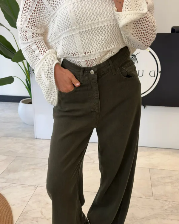 %100 Cotton Tencel Jean Haki (ARA BEDENSENİZ BİR BEDEN KÜÇÜK TERCİH EDİNİZ)