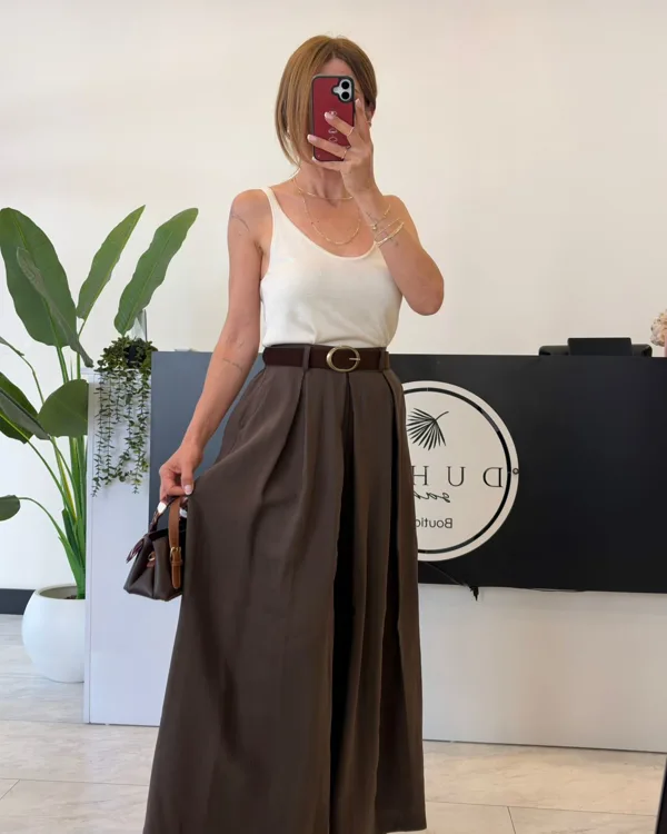 Tencel Etek Pantolon Kahverengi