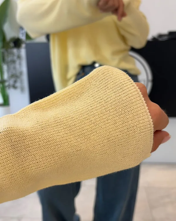 Dilvin V Yaka Merserize Triko Sarı