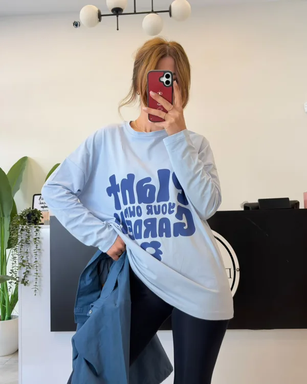 Baskılı Sweatshirt Bebe Mavi