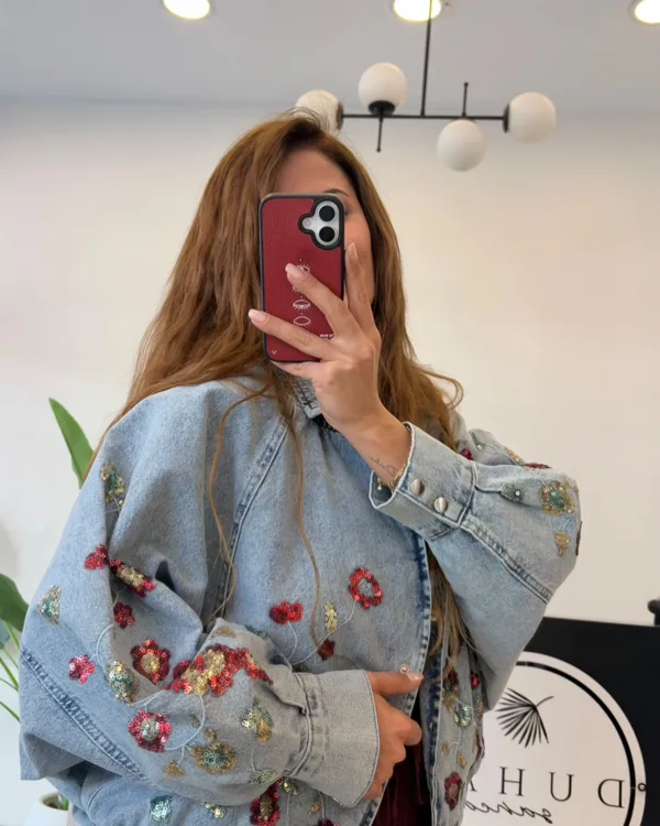 Nakış Detay Jean Ceket