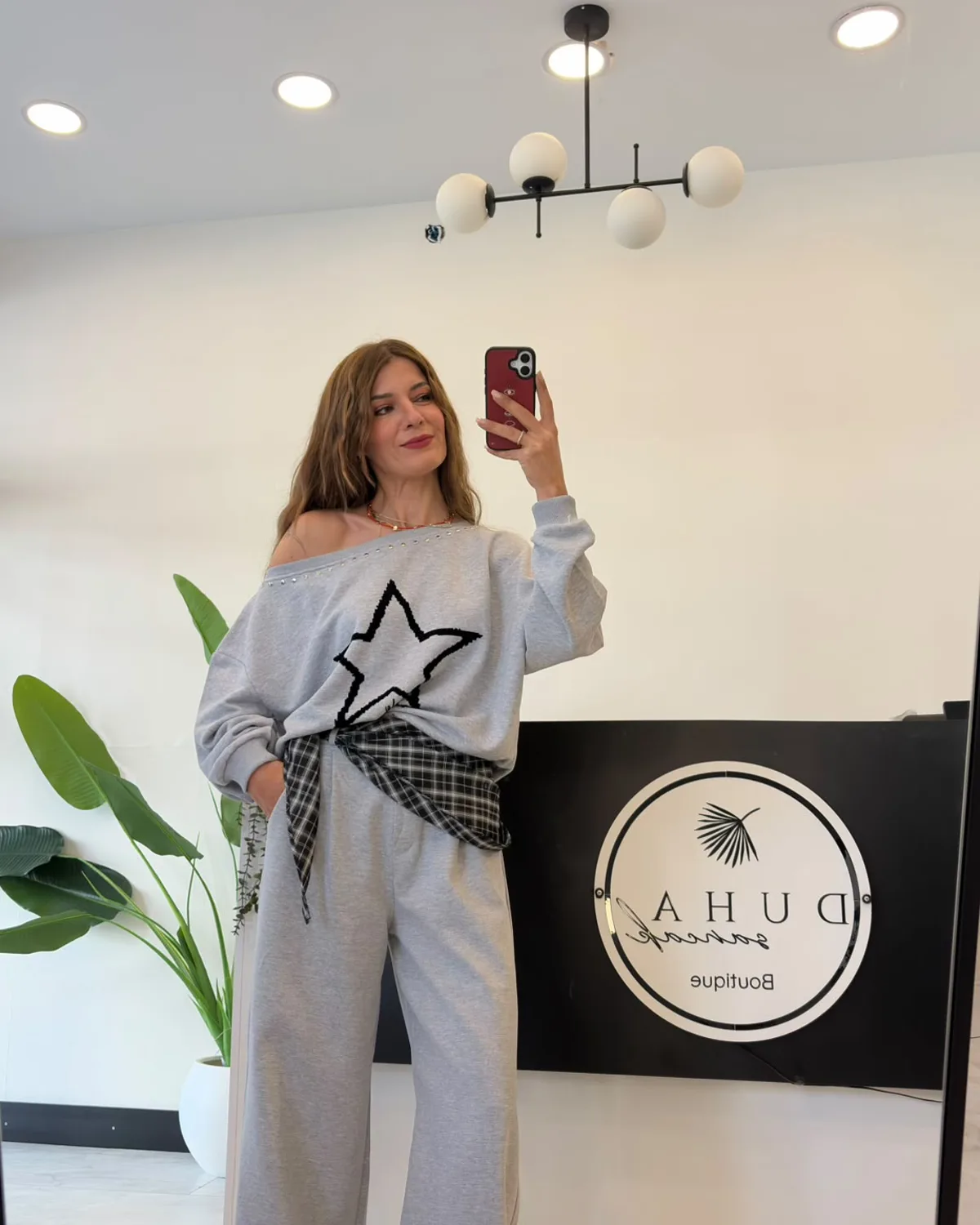 Fular Detay Pantolon Nakış Detay Sweatshirt Takım