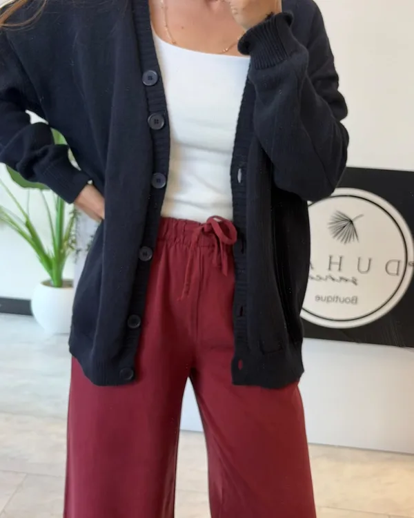 %100 Tencel Beli Lastikli Jean Bordo