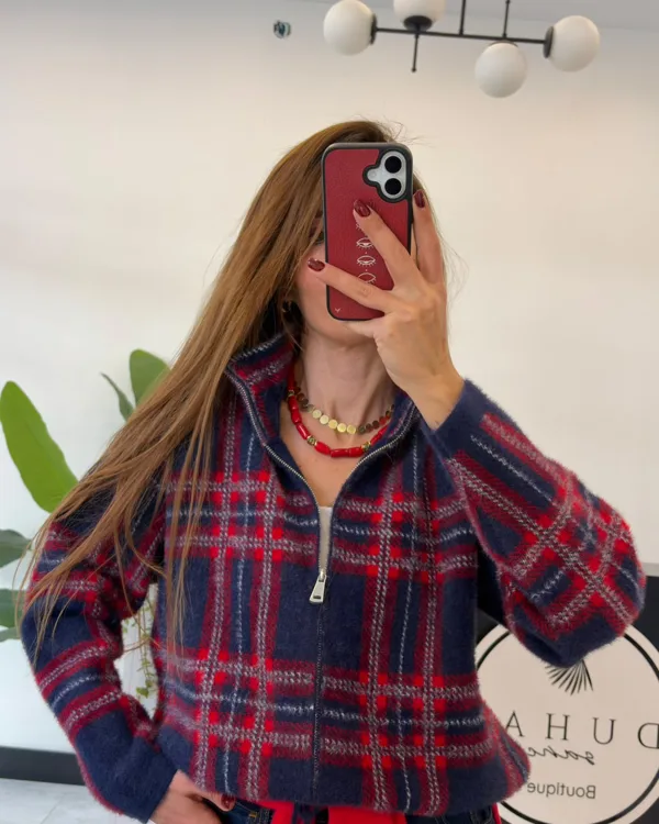 Lacivert Ekose Ceket