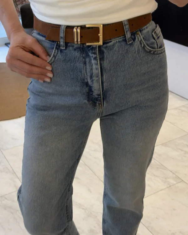 Kemerli eskitme  boyfit jean